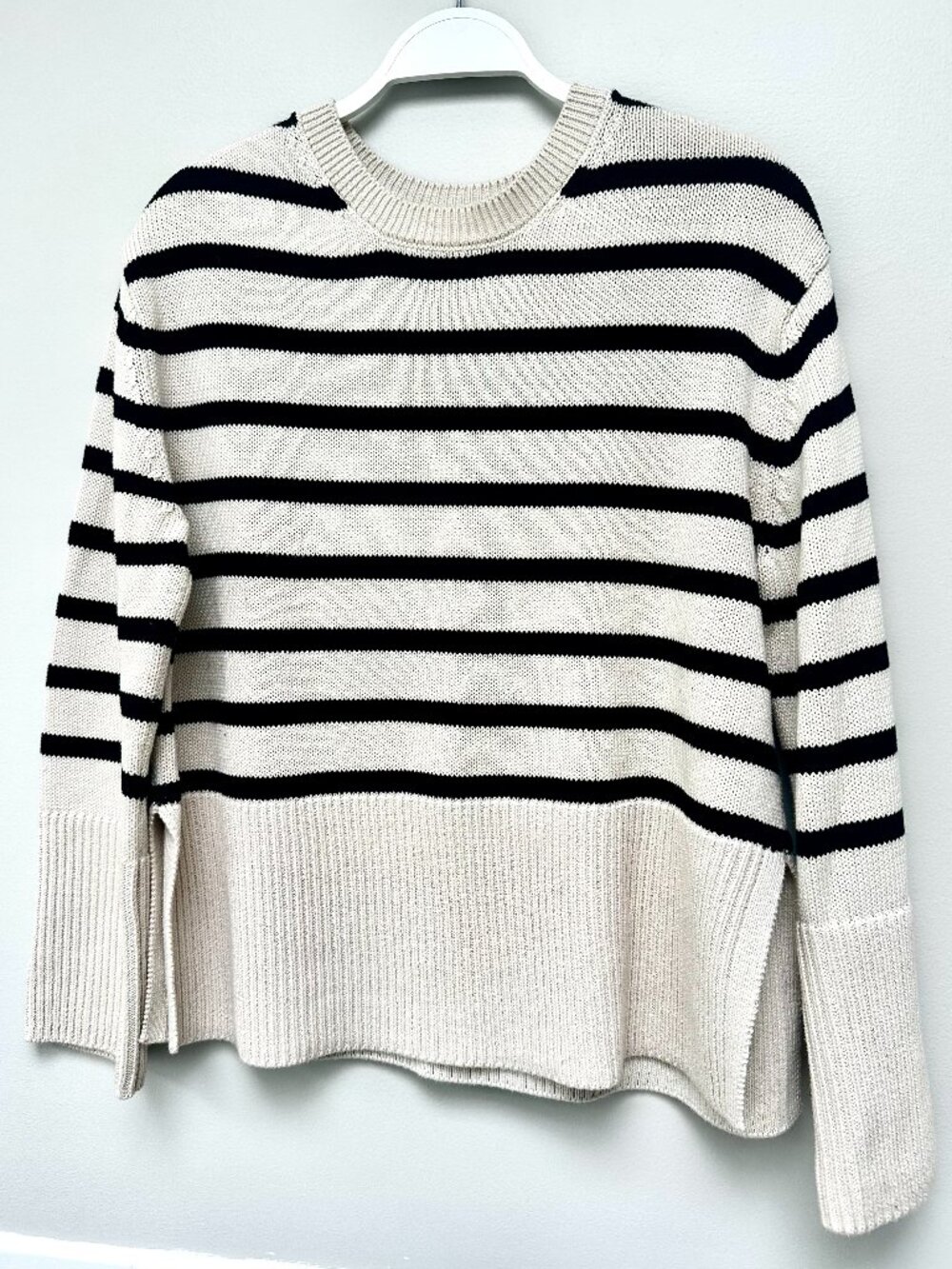 Gap Crew 100% Cotton Sweater Black/ White Strip Size XXS